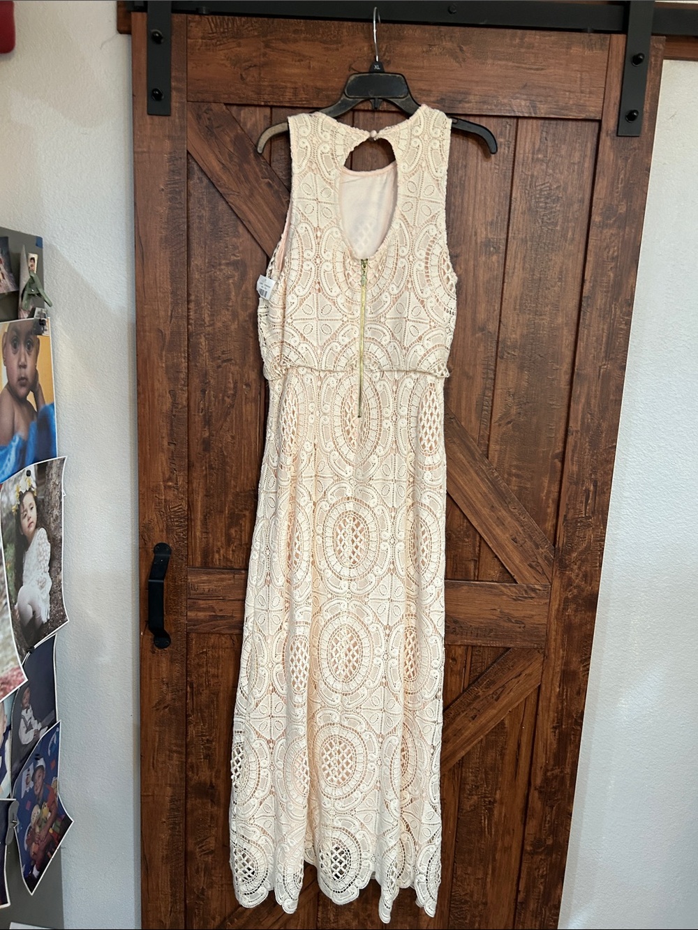 Eliza J Cream Lace Sleeveless Maxi Dress